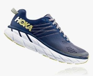 Hoka One One Women's Clifton 6 Road Running Shoes Blue/Grey Sale Canada [ISDVG-3901]